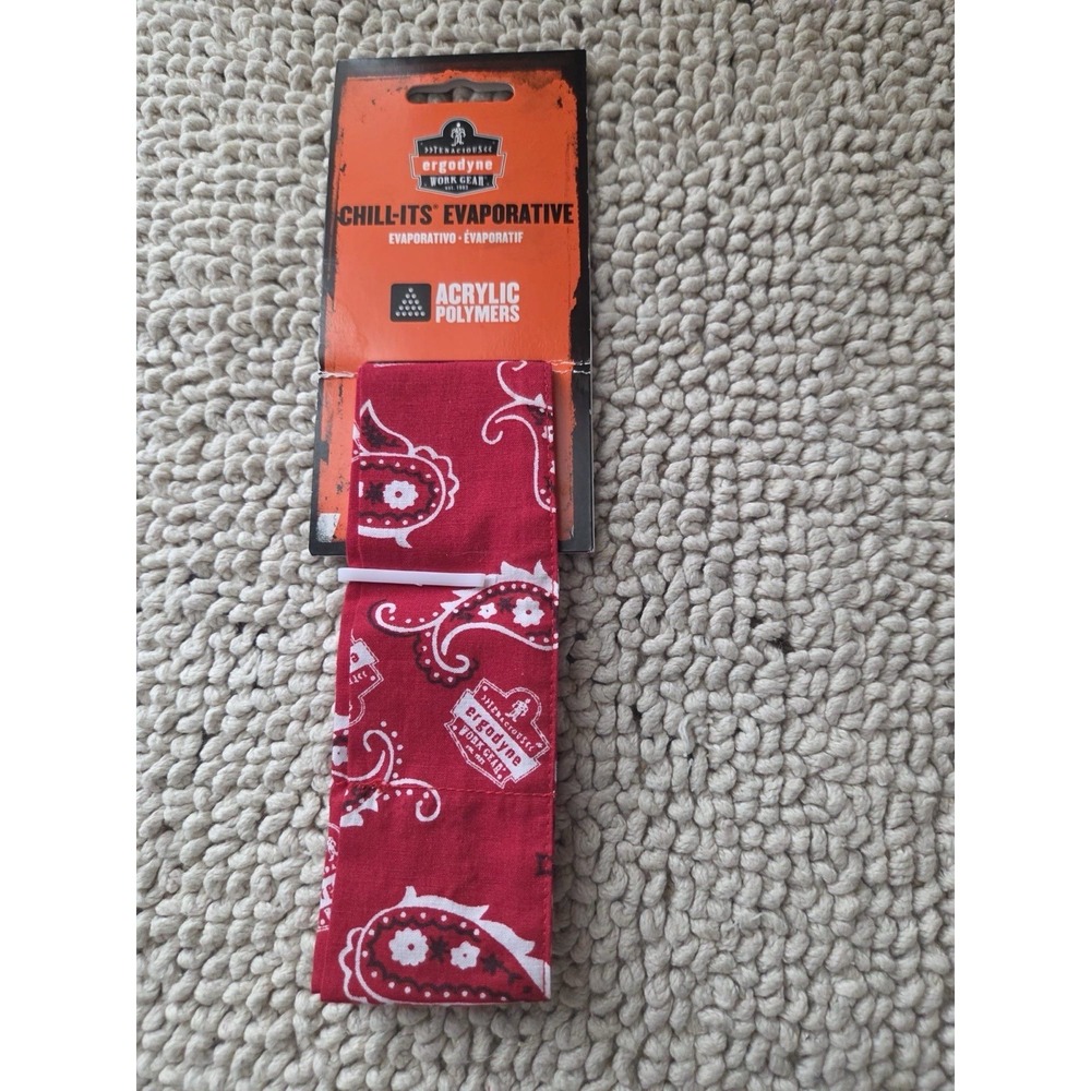 Ergodyne Chill-It's Cooling TIE BANDANA Red NEW 6700